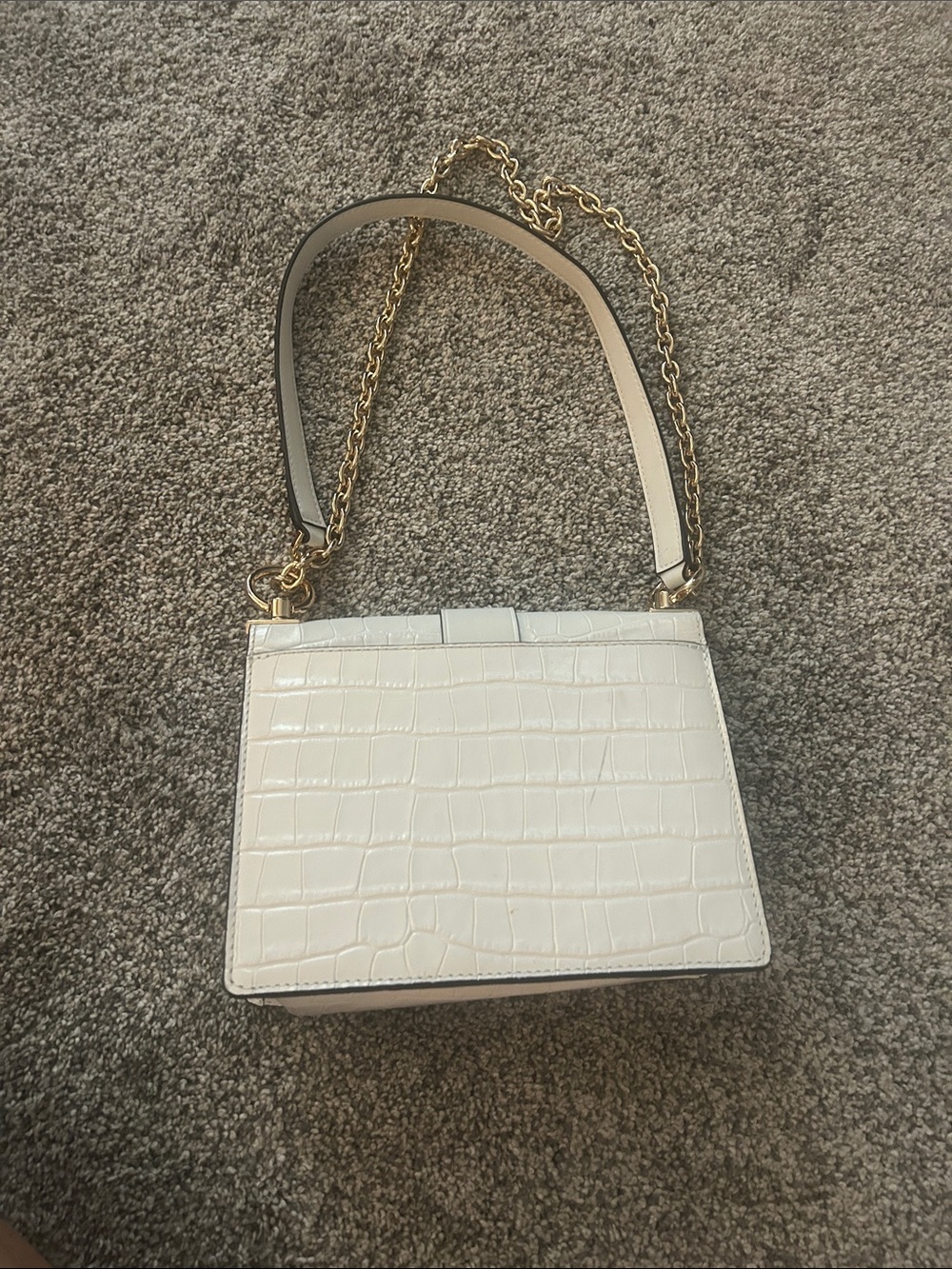 Michael Kors White Croc-Embossed Leather Chain Strap Shoulder Bag - Picture 5 of 5